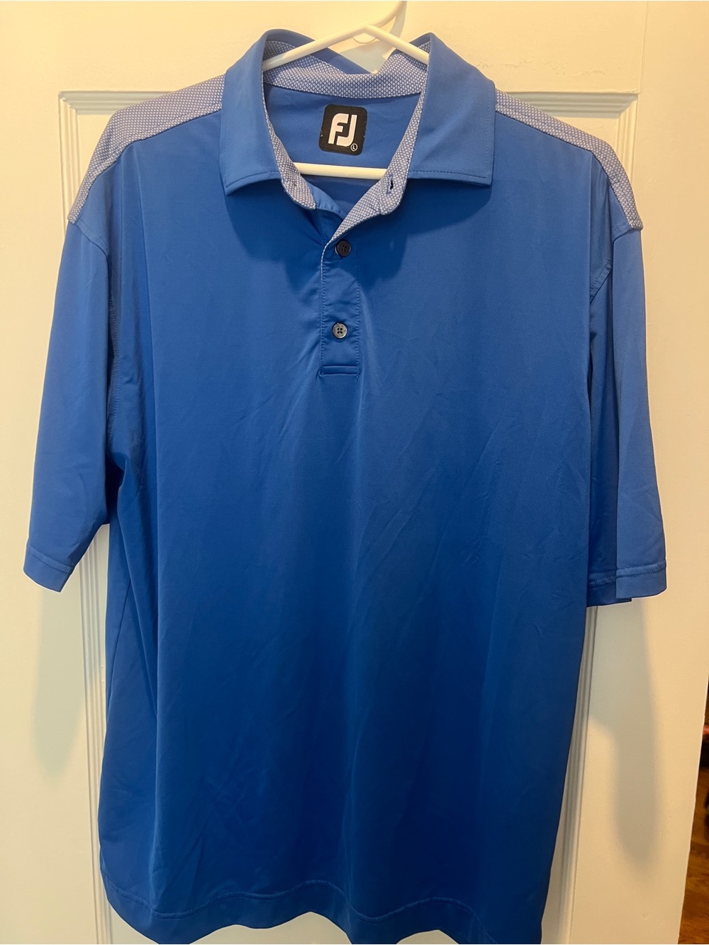 FootJoy Men’s Royal Blue Short-Sleeve Golf Polo with Contrast Shoulder